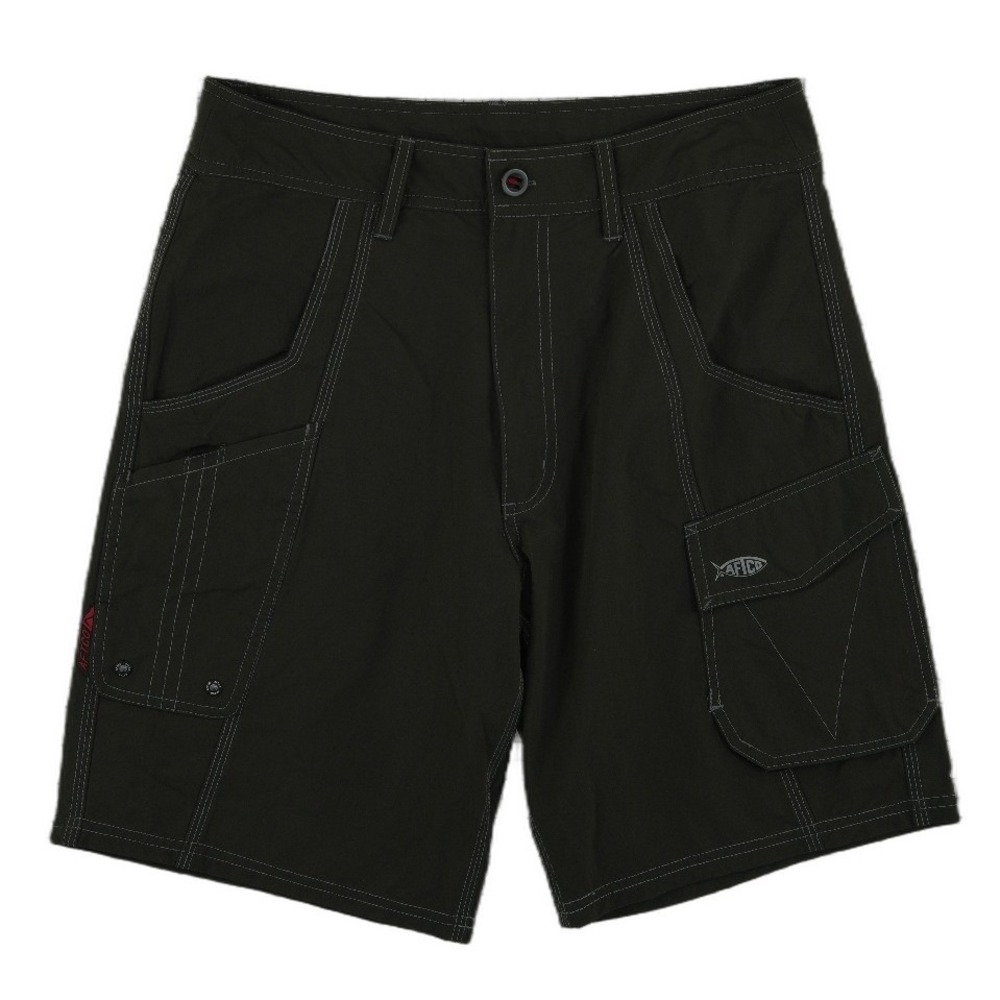 AFTCO Fishing Shorts Men's Size 32 Black Utility Cargo Performance Nylon Spandex
